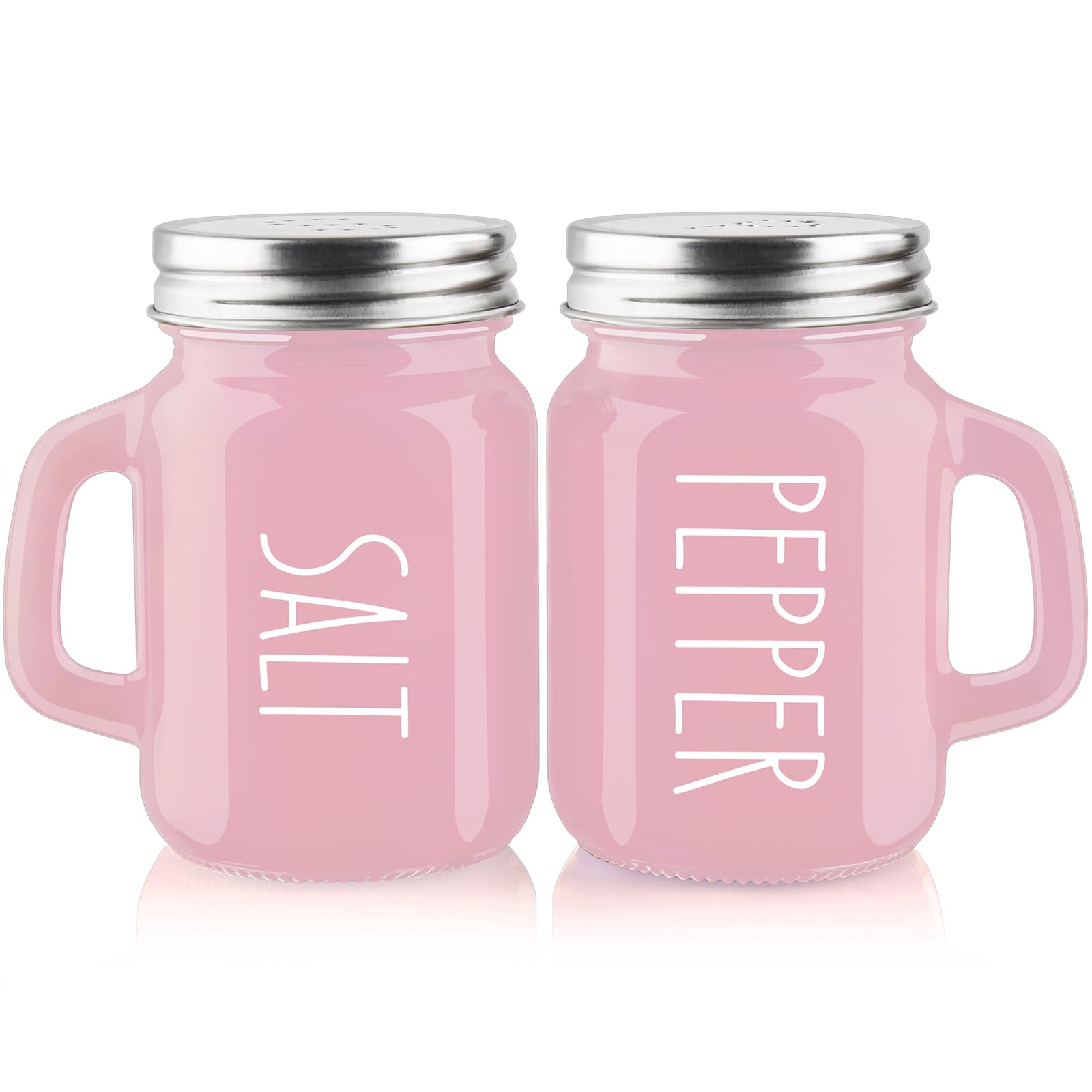 Red Salt and Pepper Shakers Set, ZOSUJO 4 oz Cute Modern Glass Christmas Red Shaker Sets with Stainless Steel Lids, Red Kitchen Decor and Accessories for Home Restaurants Weddings