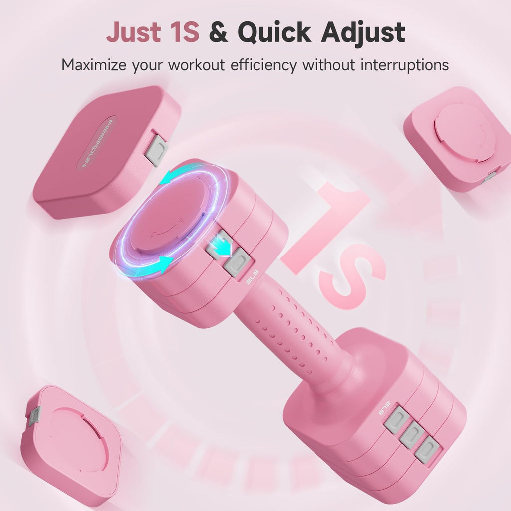 FEIERDUN DB3 5-in-1 Adjustable Dumbbell Set, 6LB/10LB Pair Adjustable Weights for Women at Home, Dual Locking Stable Hand Weights with TPU Soft Handle, Home Gym, Rehab, Pilates, Yoga, Strength Training