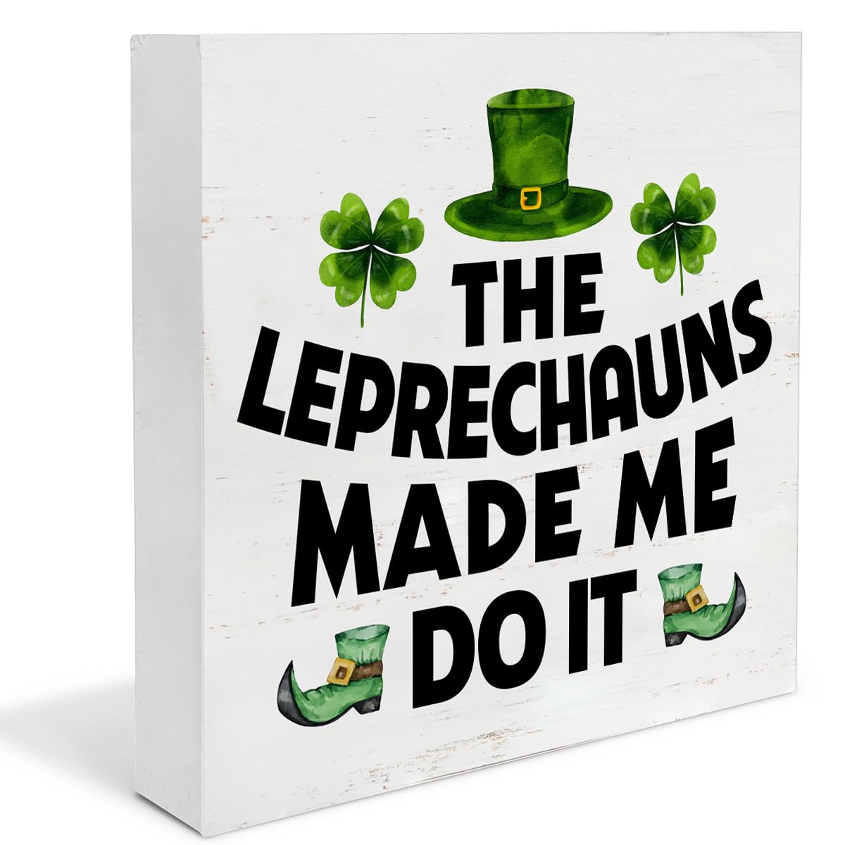 Dumyum St. Patrick's Day Decorative Sign, Wooden, 5 Inches x 5 Inches, Green, Rustic, Tabletop or Wall Mount