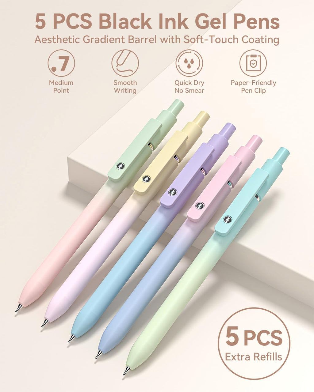 Four Candies 39 PCS Aesthetic Stationery Set with Cute Pen Case, College Supplies and Nursing Student Essentials, 12 Pastel Highlighters, 5 Black Gel Pens, 6 Mechanical Pencils, Blue