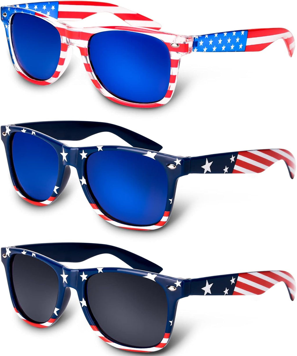 CaseTank 3Pcs American Flag Sunglasses, 4th of July Decor Party Accessories, Independence Day Decorations