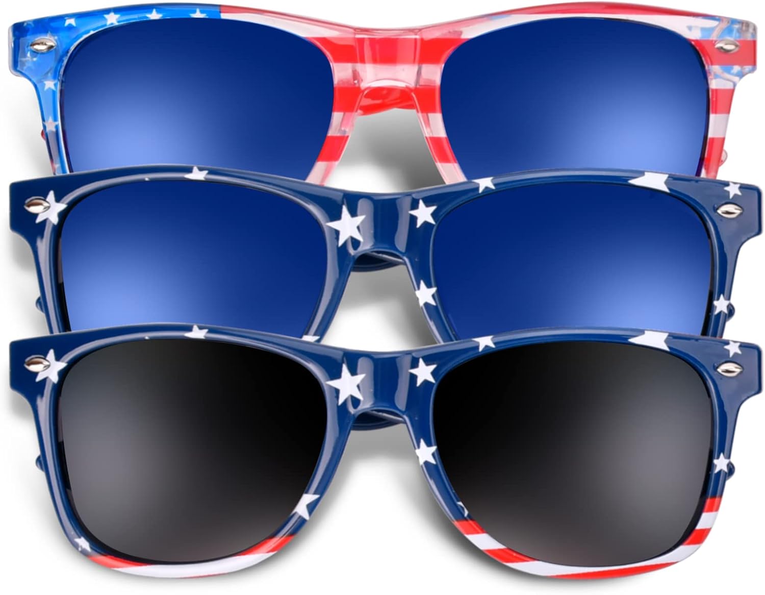 CaseTank 3Pcs American Flag Sunglasses, 4th of July Decor Party Accessories, Independence Day Decorations