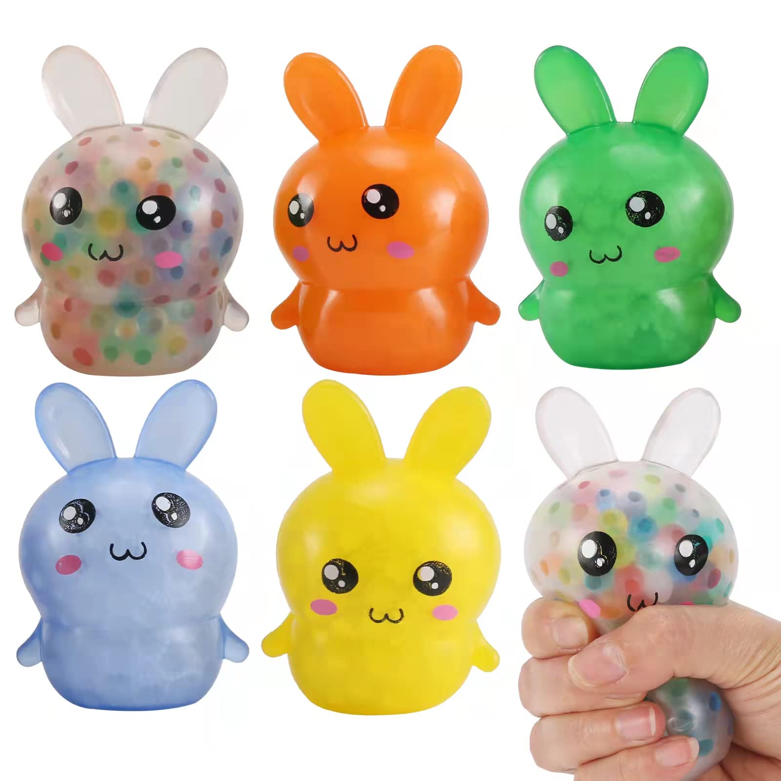 Easter Basket Stuffers,Easter Basket Essentials,4pcs Squishy Easter Bunny Stress Balls for Adults,Easter Stress Relief Fidget Balls,Easter Party Favors Easter Basket Ideas Gifts