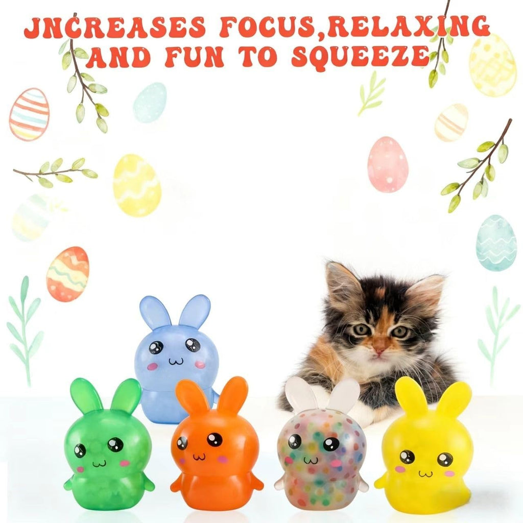 Easter Basket Stuffers,Easter Basket Essentials,4pcs Squishy Easter Bunny Stress Balls for Adults,Easter Stress Relief Fidget Balls,Easter Party Favors Easter Basket Ideas Gifts