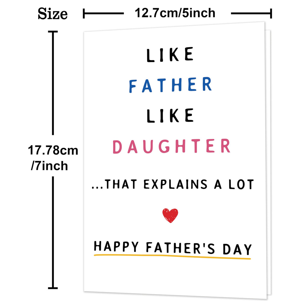 IDU Fathers Day Card, Funny Fathers Day Cards Gifts Decorations for Dad from Daughter, Happy Father's Day Cards Gifts Ideas with Envelope, Cute Humor Like Father Like Daughter Card