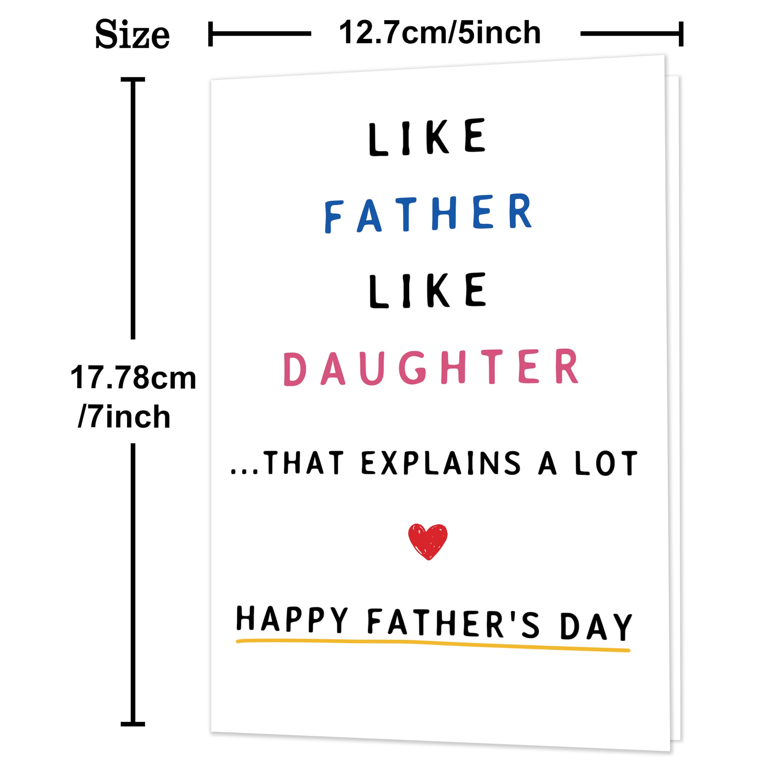IDU Fathers Day Card, Funny Fathers Day Cards Gifts Decorations for Dad from Daughter, Happy Father's Day Cards Gifts Ideas with Envelope, Cute Humor Like Father Like Daughter Card