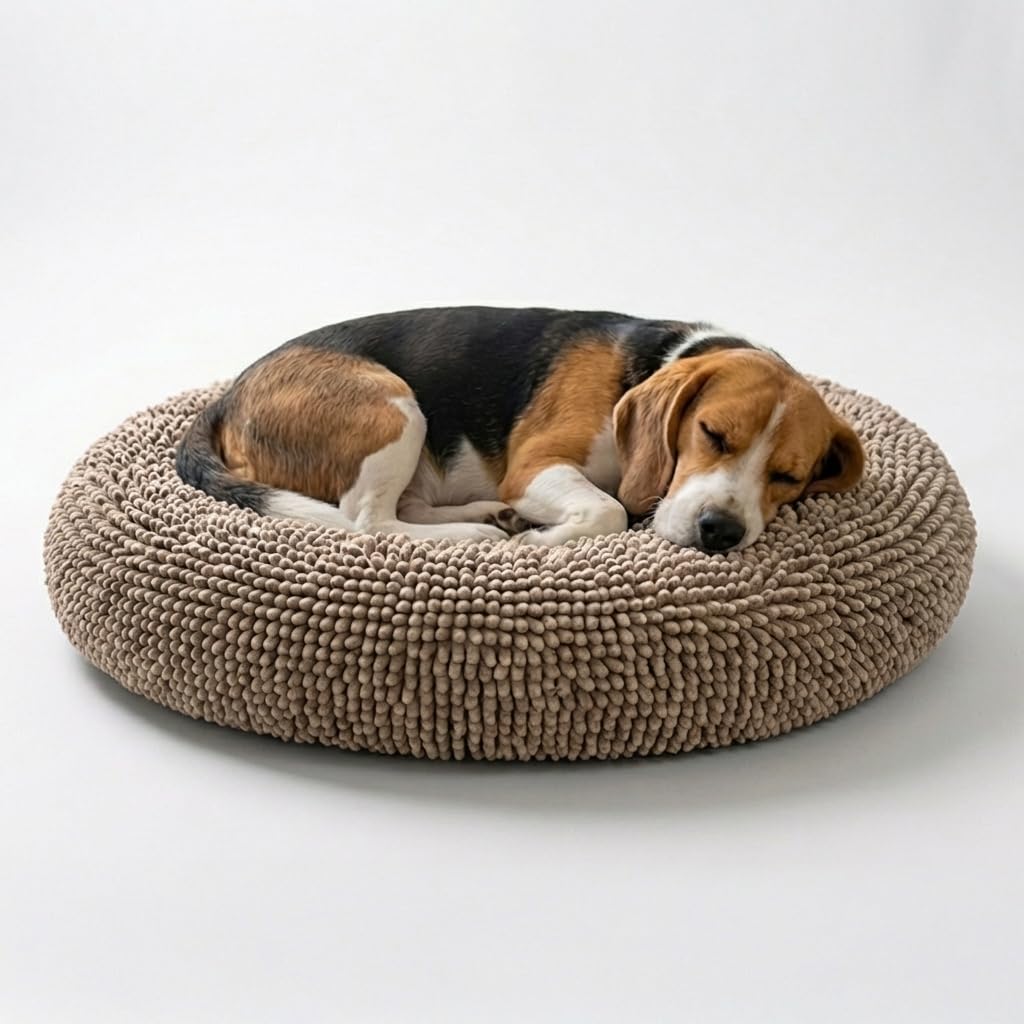 Muddy Mat® Cloud K-9 Bed for Dogs & Cats, Soft & Relaxing Donut Dog Bed, Chenille Material, Removable Cover, Washable & Dryer Safe–Black Small(25'x25')