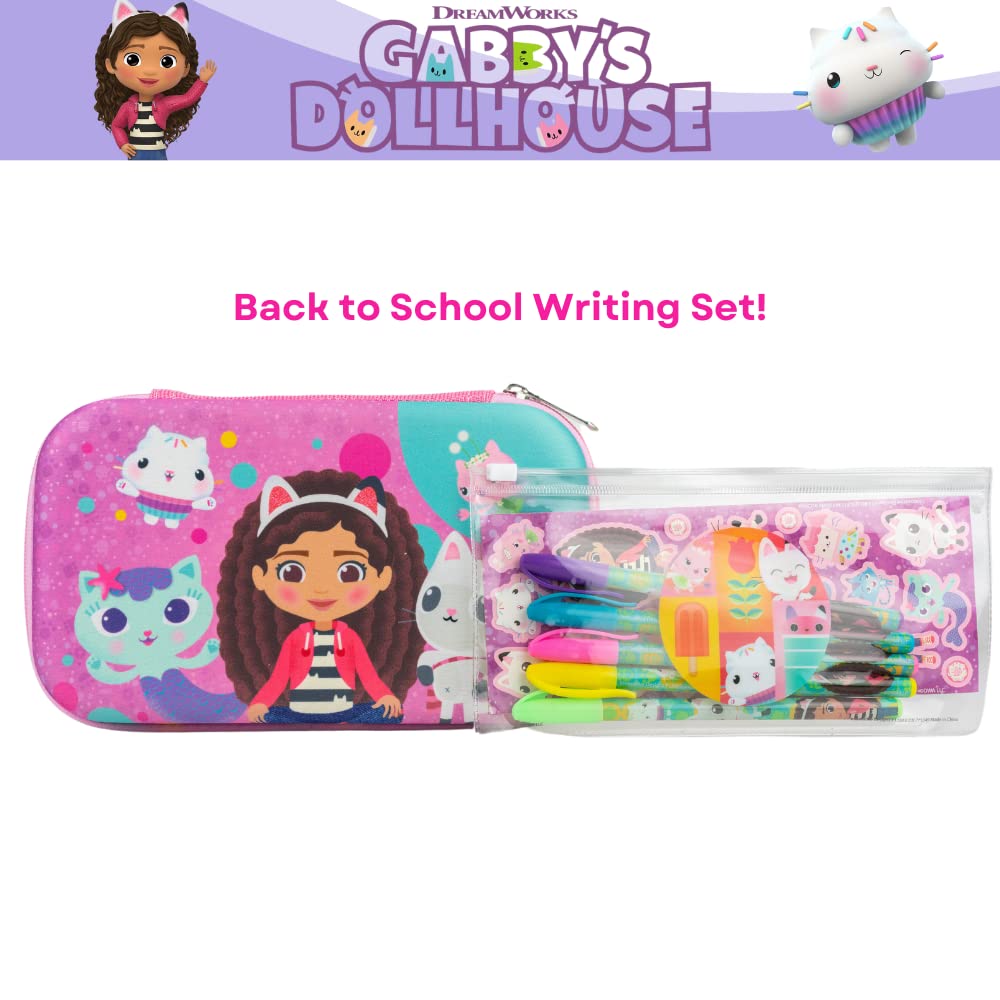 Innovative Designs Barbie Pencil Case Set with Stickers and Gel Pens for Kids, Molded with Zip Closure, Pink