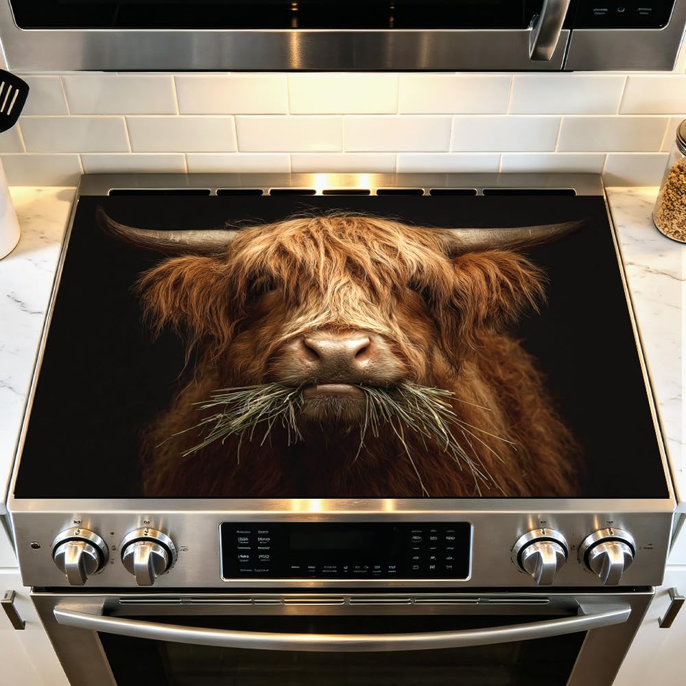 Stove Mat 28.35 x 20.47 Inch Christmas Fireplace and Tree Design Cozy Living Room Holiday Scene Decorative Kitchen Countertop Cover Reusable Flexible Mat for Gas Range Electric Stove Home Winter Décor