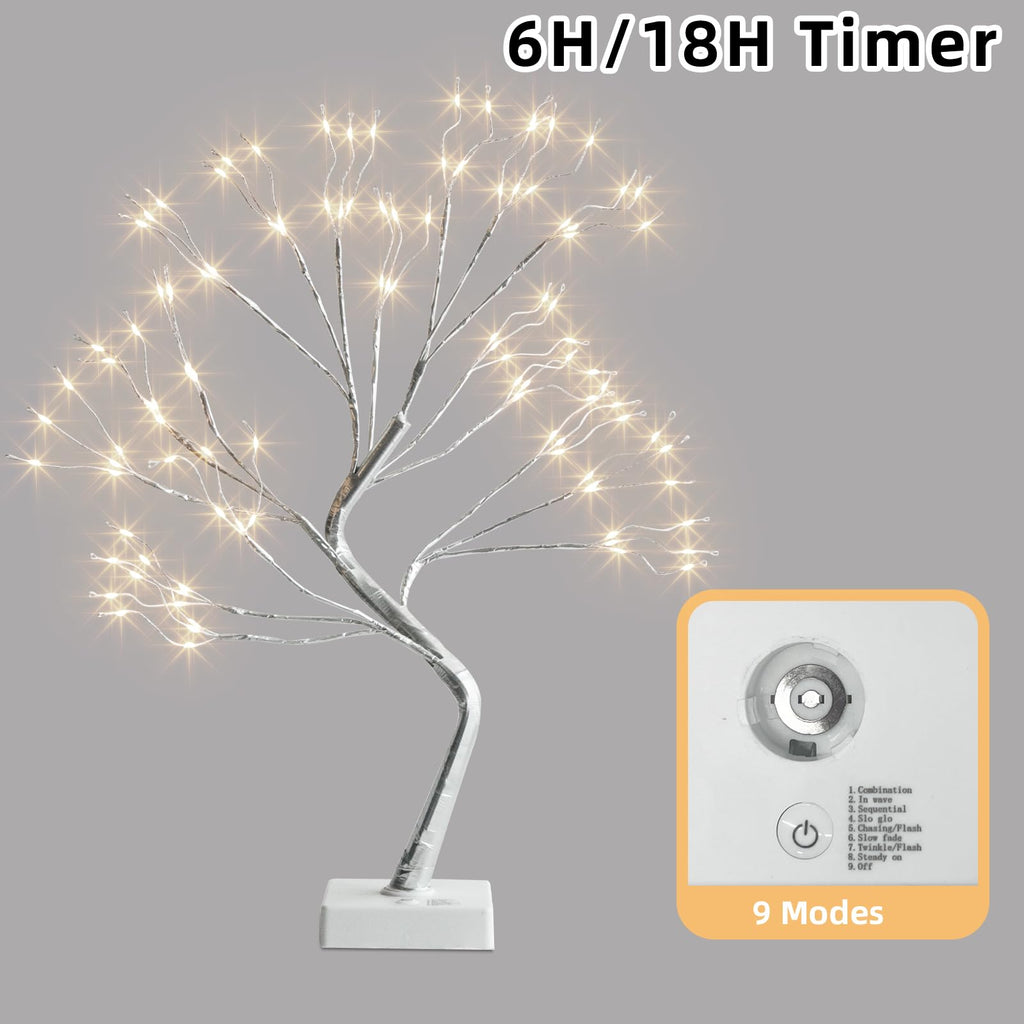 PEIDUO Home Decor, 2FT Birch Tree with LED Lights, Warm White Light up Tree Lamp, Artificial Trees for Home Table Inside, Battery Powered, Timer (2PK)