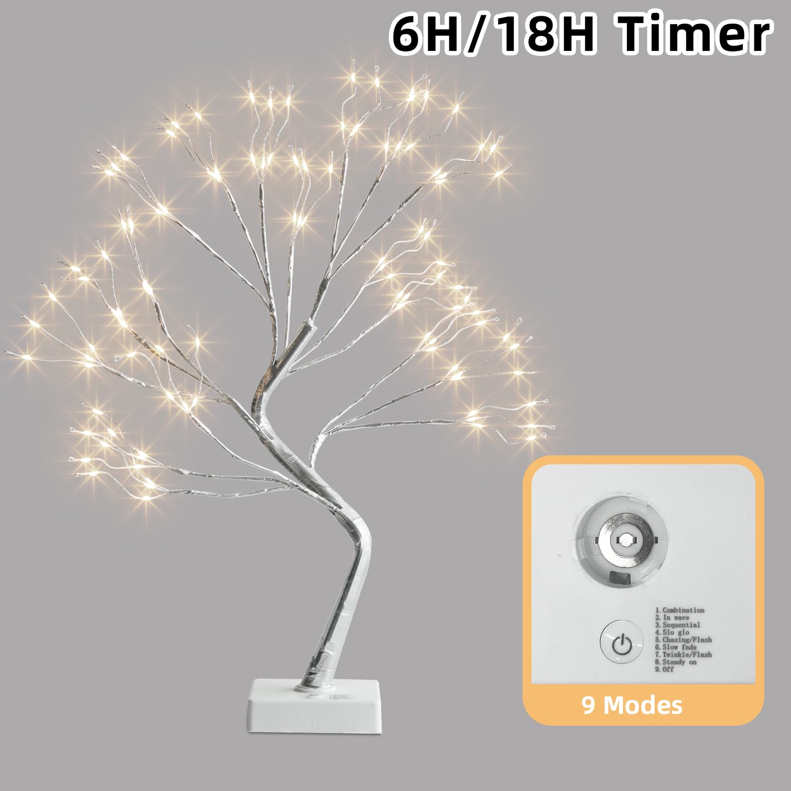 PEIDUO Home Decor, 2FT Birch Tree with LED Lights, Warm White Light up Tree Lamp, Artificial Trees for Home Table Inside, Battery Powered, Timer (2PK)
