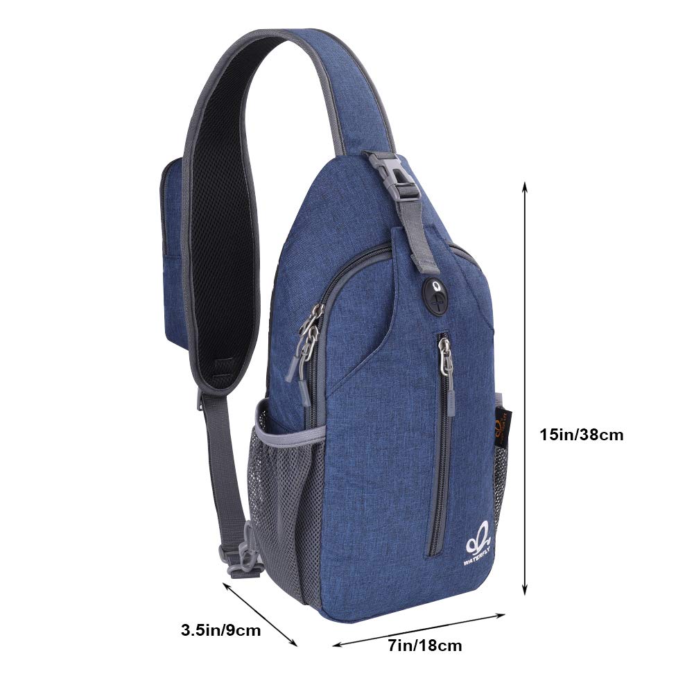 WATERFLY Crossbody Sling Backpack Sling Bag Travel Hiking Chest Bag Daypack (Black)