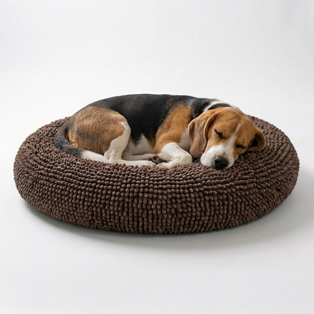 Muddy Mat® Cloud K-9 Bed for Dogs & Cats, Soft & Relaxing Donut Dog Bed, Chenille Material, Removable Cover, Washable & Dryer Safe–Black Small(25'x25')