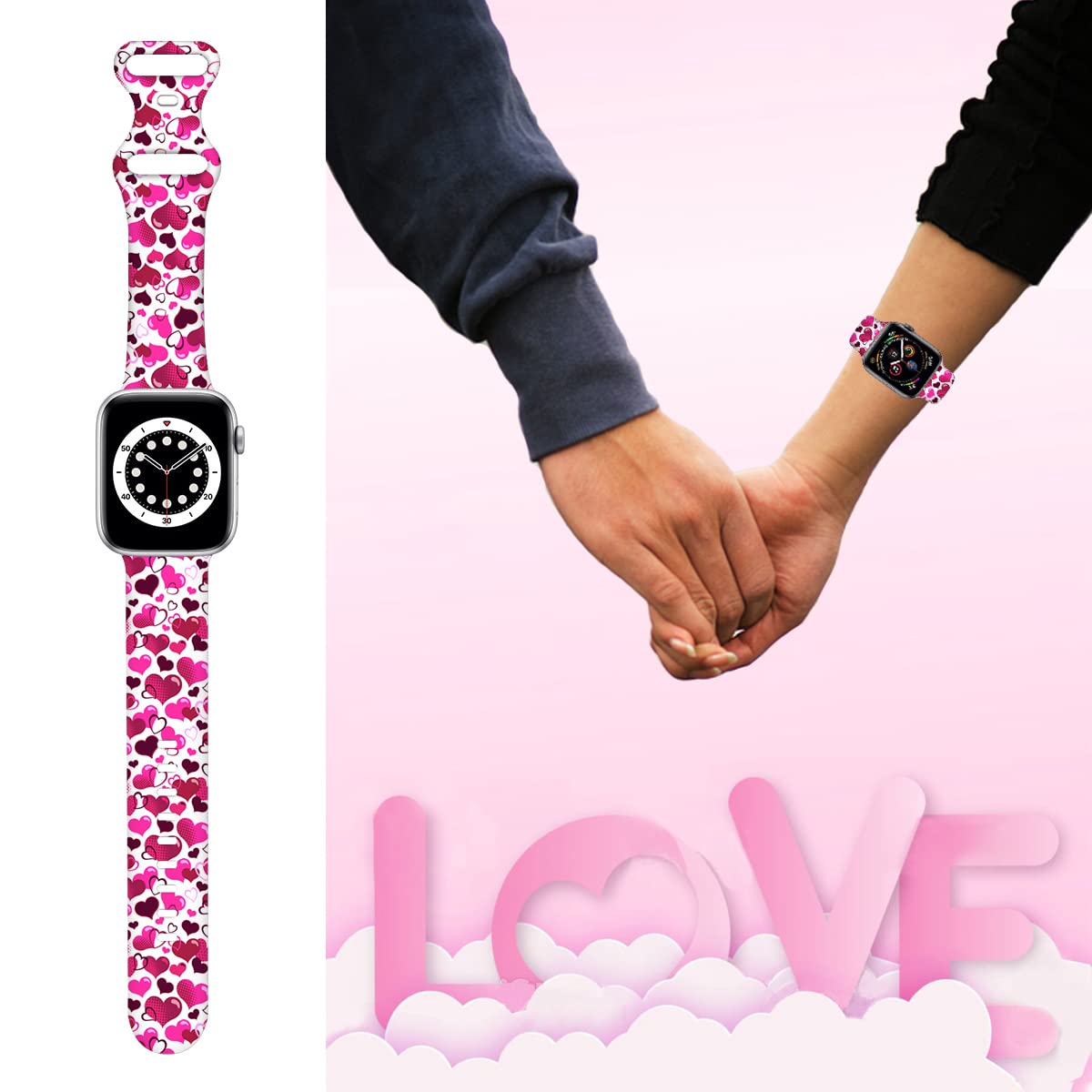 Holiday Watch Bands Compatible Watch 38mm 40mm 41mm 42mm for Women Men, Adjustable Soft Silicone Replacement Smartwatch Wristband for SE Series 8/7/6/5/4/3/2/1