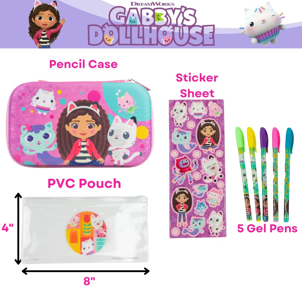 Innovative Designs Barbie Pencil Case Set with Stickers and Gel Pens for Kids, Molded with Zip Closure, Pink