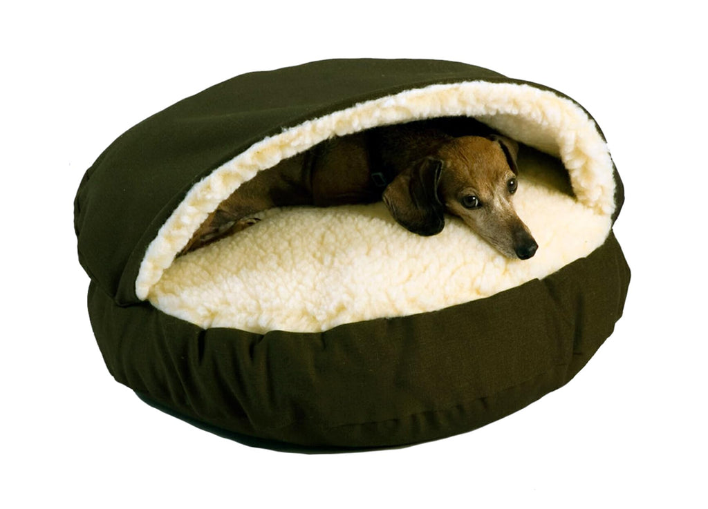 Snoozer Cozy Cave Dog Bed - Indoor Dog Bed with Cover Cave, Covered Calming Burrow for Small Sized Pets with Blanket Attached, Enclosed, Removable Washable Cover - Small, Navy