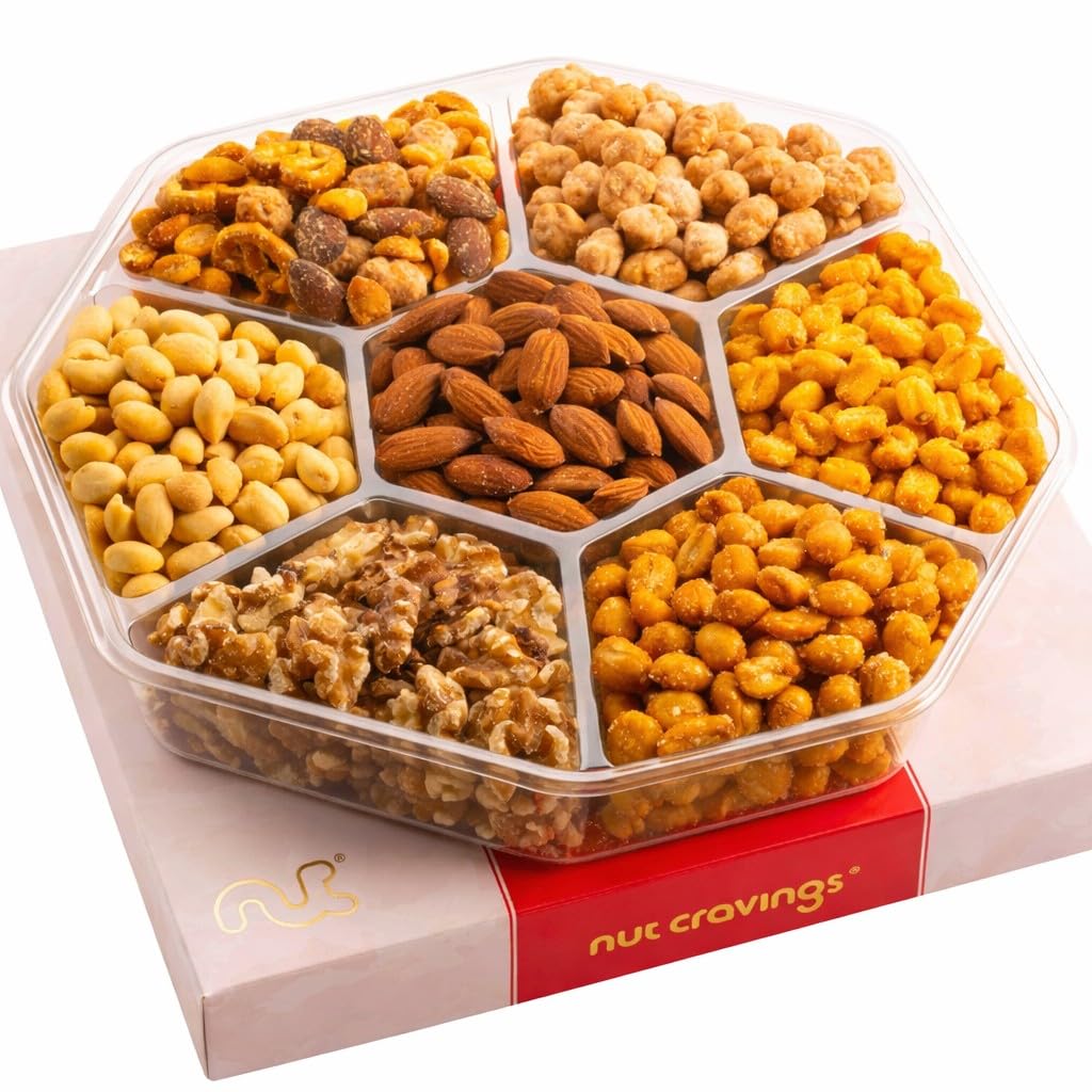 NUT CRAVINGS - Fathers Day Treats, Gift For Dad, Mixed Nuts Heart Shaped Gift Basket, Love in A Box (6 Assortments, 2 LB) Romantic Food Arrangement, Healthy Snack Care Package, Food Assortments