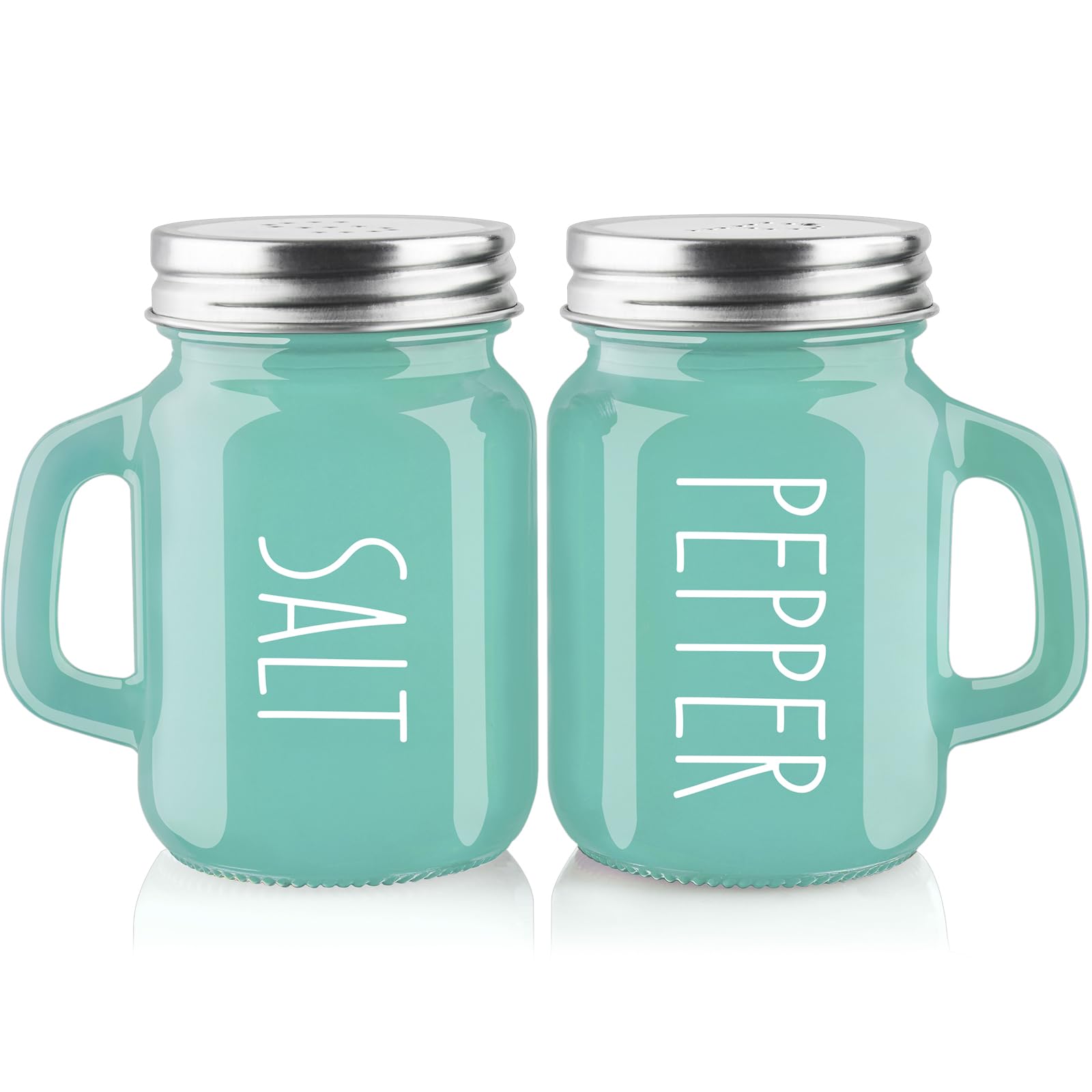 Red Salt and Pepper Shakers Set, ZOSUJO 4 oz Cute Modern Glass Christmas Red Shaker Sets with Stainless Steel Lids, Red Kitchen Decor and Accessories for Home Restaurants Weddings