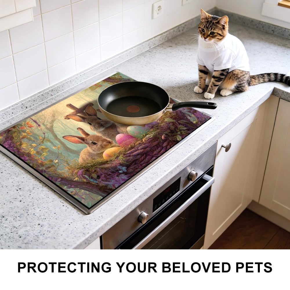 Stove Mat 28.35 x 20.47 Inch Christmas Fireplace and Tree Design Cozy Living Room Holiday Scene Decorative Kitchen Countertop Cover Reusable Flexible Mat for Gas Range Electric Stove Home Winter Décor