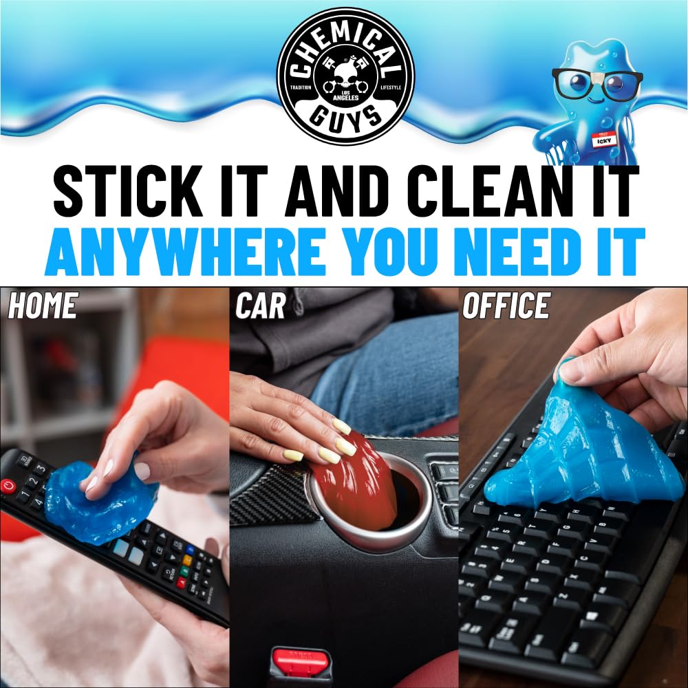 Chemical Guys Sticky Icky Car Cleaning Gel, Green Apple, Interior Car Cleaner, Reusable Automotive Crevice & Interior Dust Cleaner for Air Vents, Consoles, Cup Holders & Keyboards, 4 Pack (100g Each)