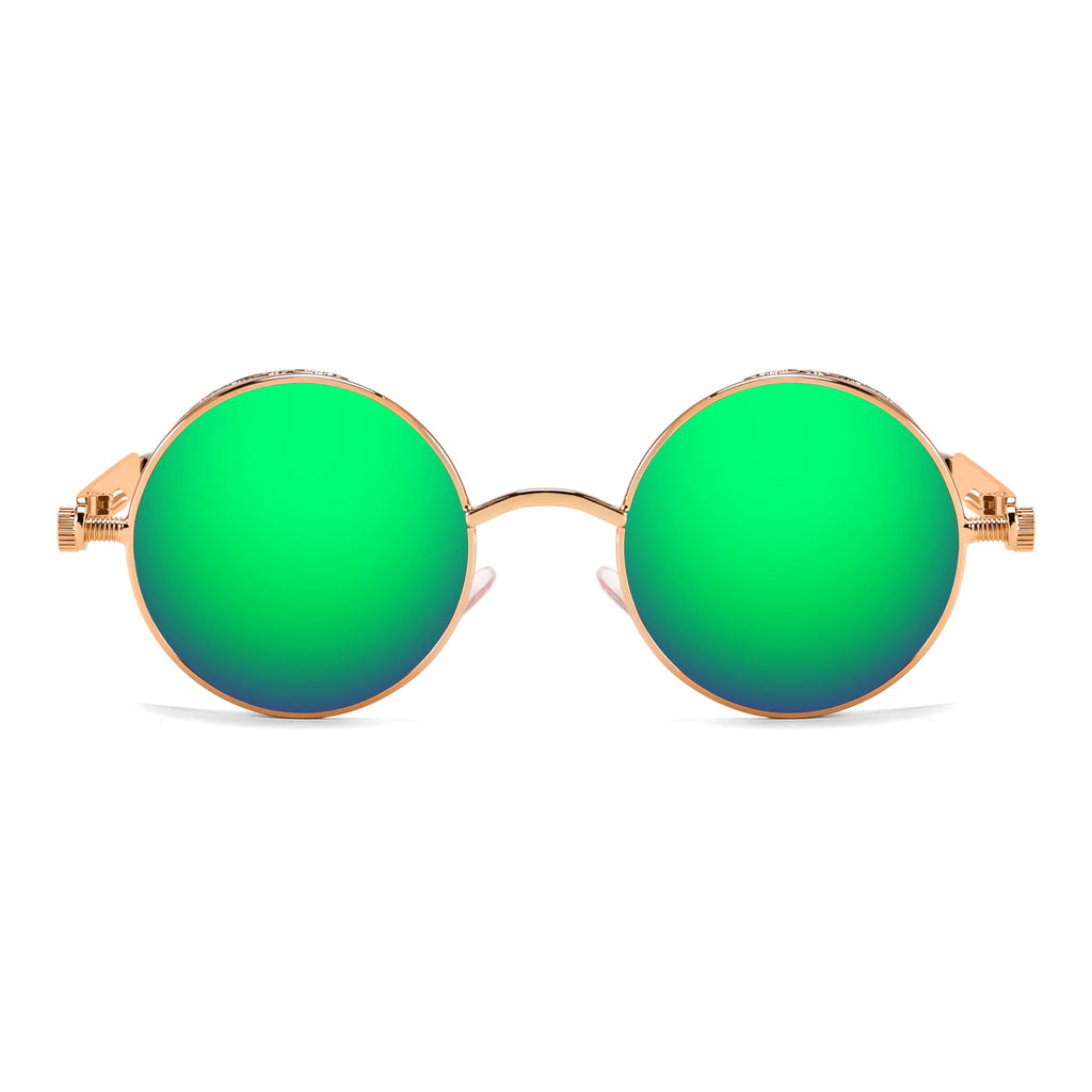 FEISEDY Retro Gothic Steampunk Sunglasses Round Metal Frame Punk Circle Inspired Shade Men B1857