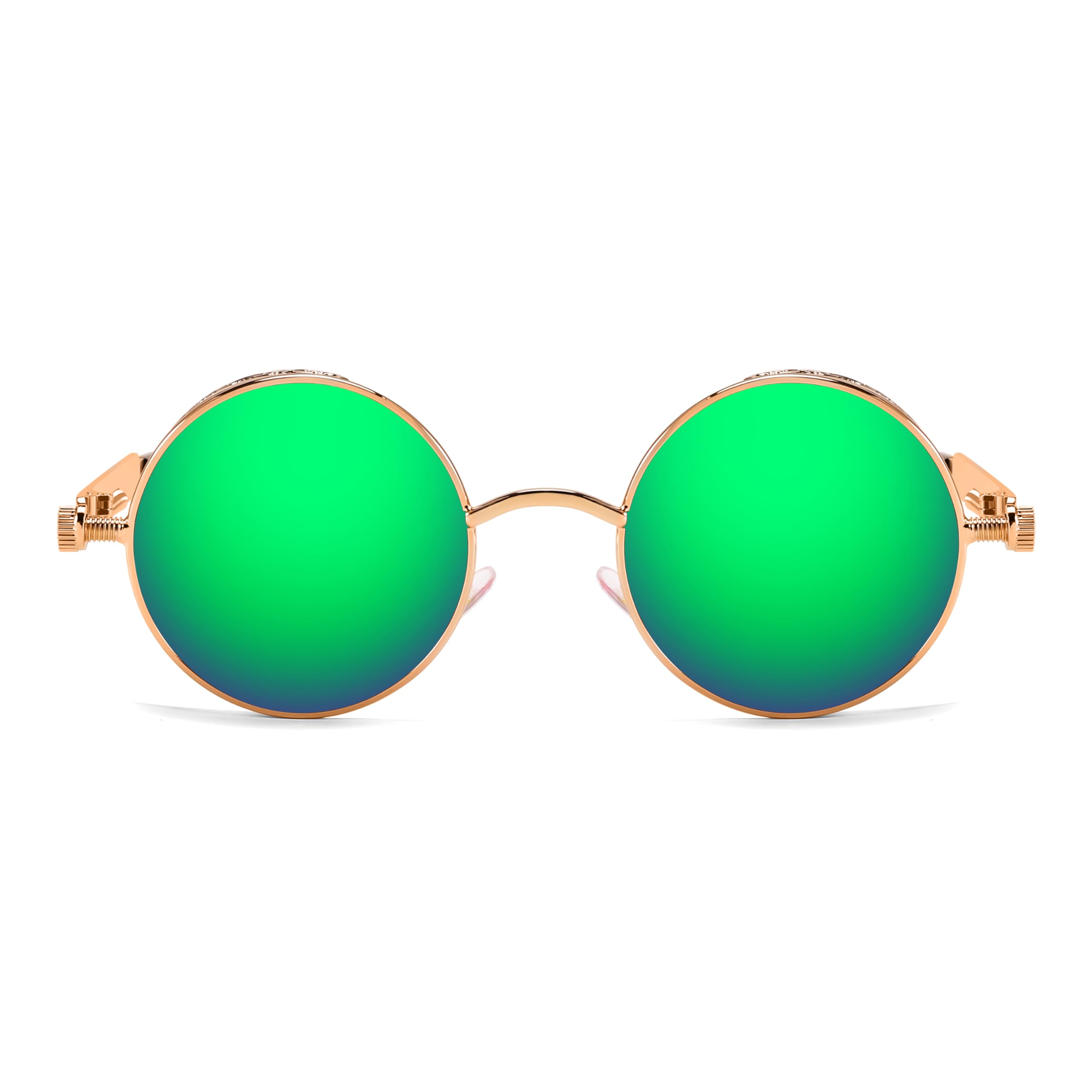 FEISEDY Retro Gothic Steampunk Sunglasses Round Metal Frame Punk Circle Inspired Shade Men B1857