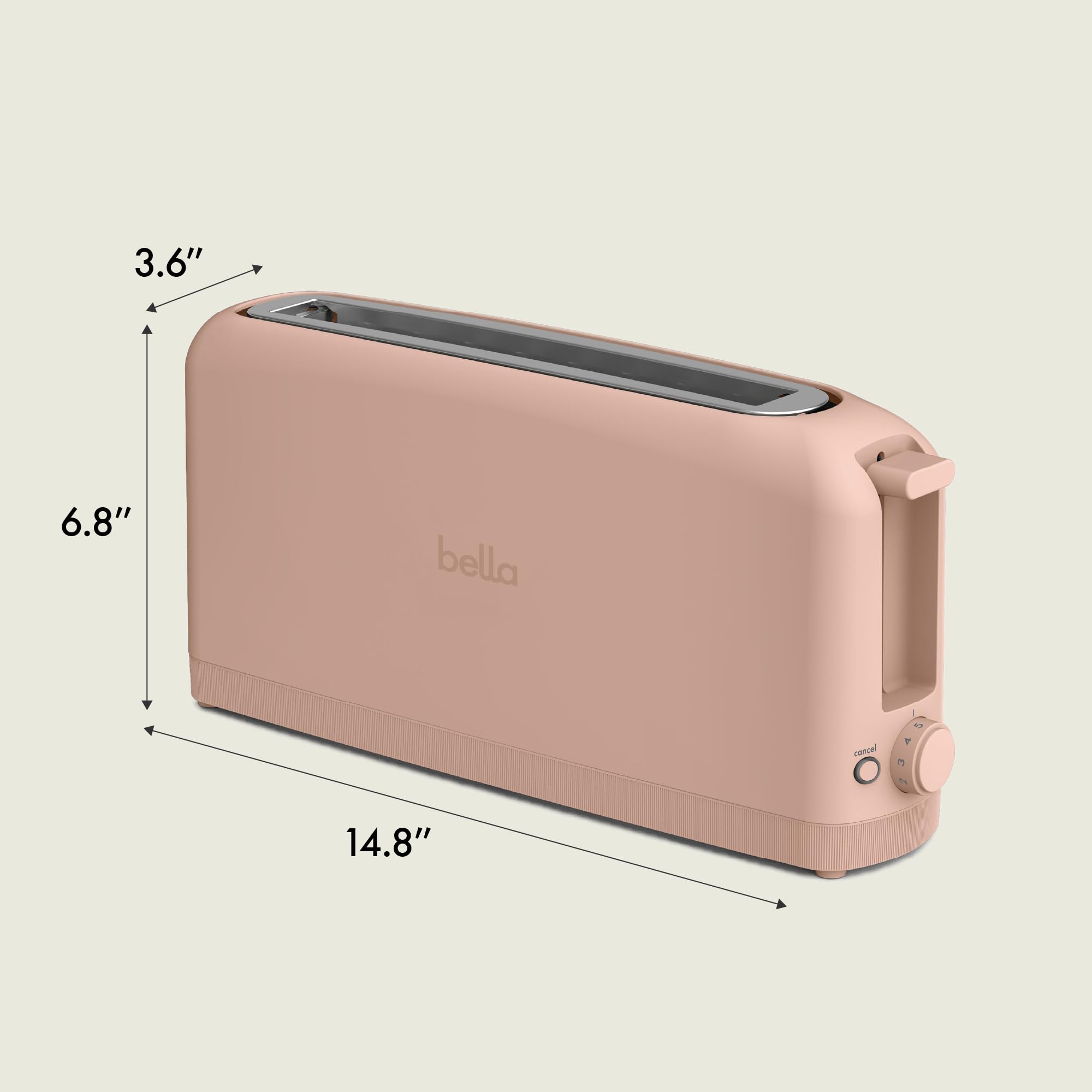 bella 2 Slice Slim Toaster, Fits-anywhere™ Kitchenware, 6 Setting Shade Control with Reheat & Cancel Buttons, Fits Sourdough, 10” Long Slot, Anti Jam & Auto Shutoff, 900 Watt, Surf