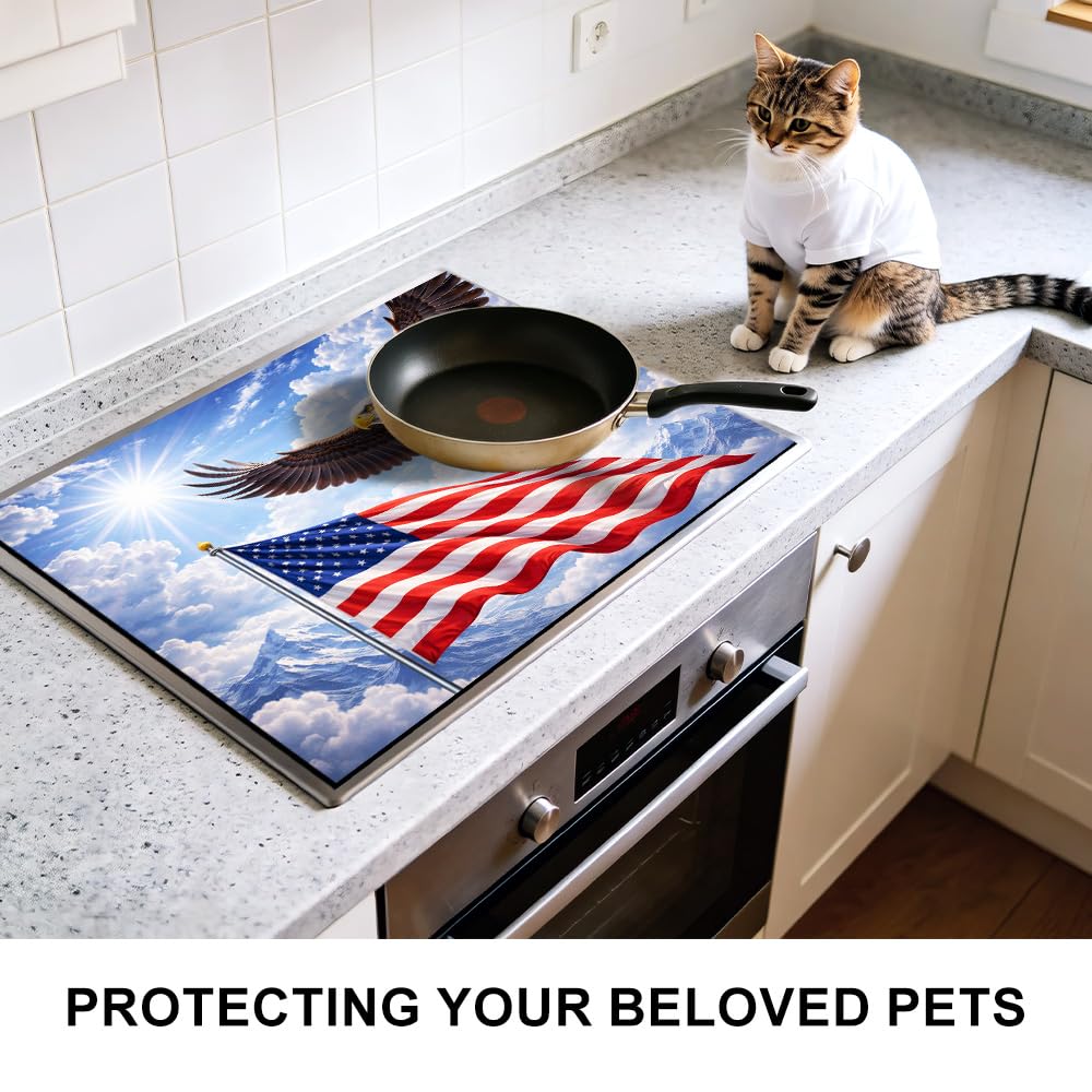 Stove Mat 28.35 x 20.47 Inch Christmas Fireplace and Tree Design Cozy Living Room Holiday Scene Decorative Kitchen Countertop Cover Reusable Flexible Mat for Gas Range Electric Stove Home Winter Décor
