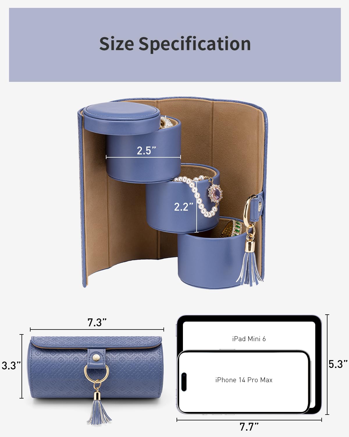 VLANDO Gifts 2026 for Women, Girl - Travel Jewelry Oragnizer, 3-Layer Jewelry Storage Box, Travel Essential Accessories for Women, Birthday Gifts for Couples Mom Friends - Grey