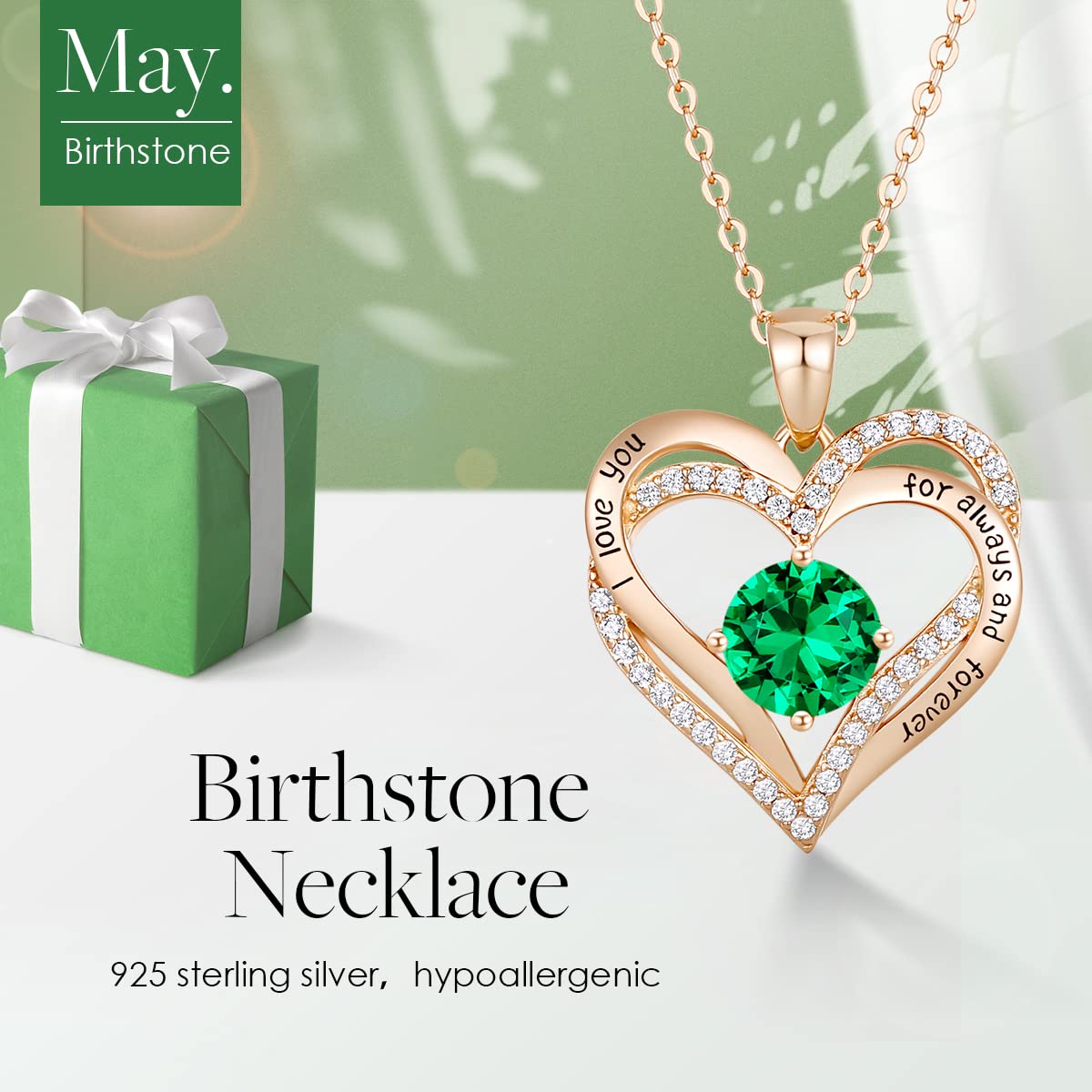 CDE Forever Love Heart Necklaces for Women, Wedding Anniversary, Valentine's，Birthday Mothers Christmas Day Gifts for Mom, Mother, Wife, S925 Silver Jewelry with Birthstone Pendant