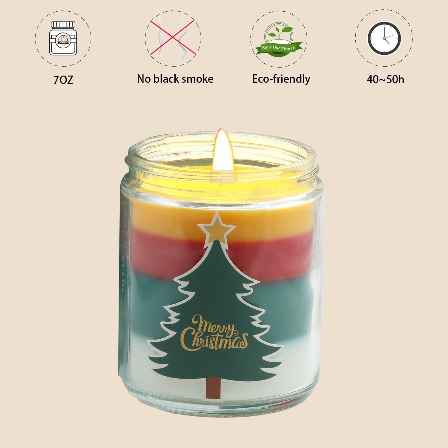 Christmas Candles - Christmas Gifts for Women, Aromatherapy Candle for Home Scented, Natural Soy Wax Vanilla Scented Candles