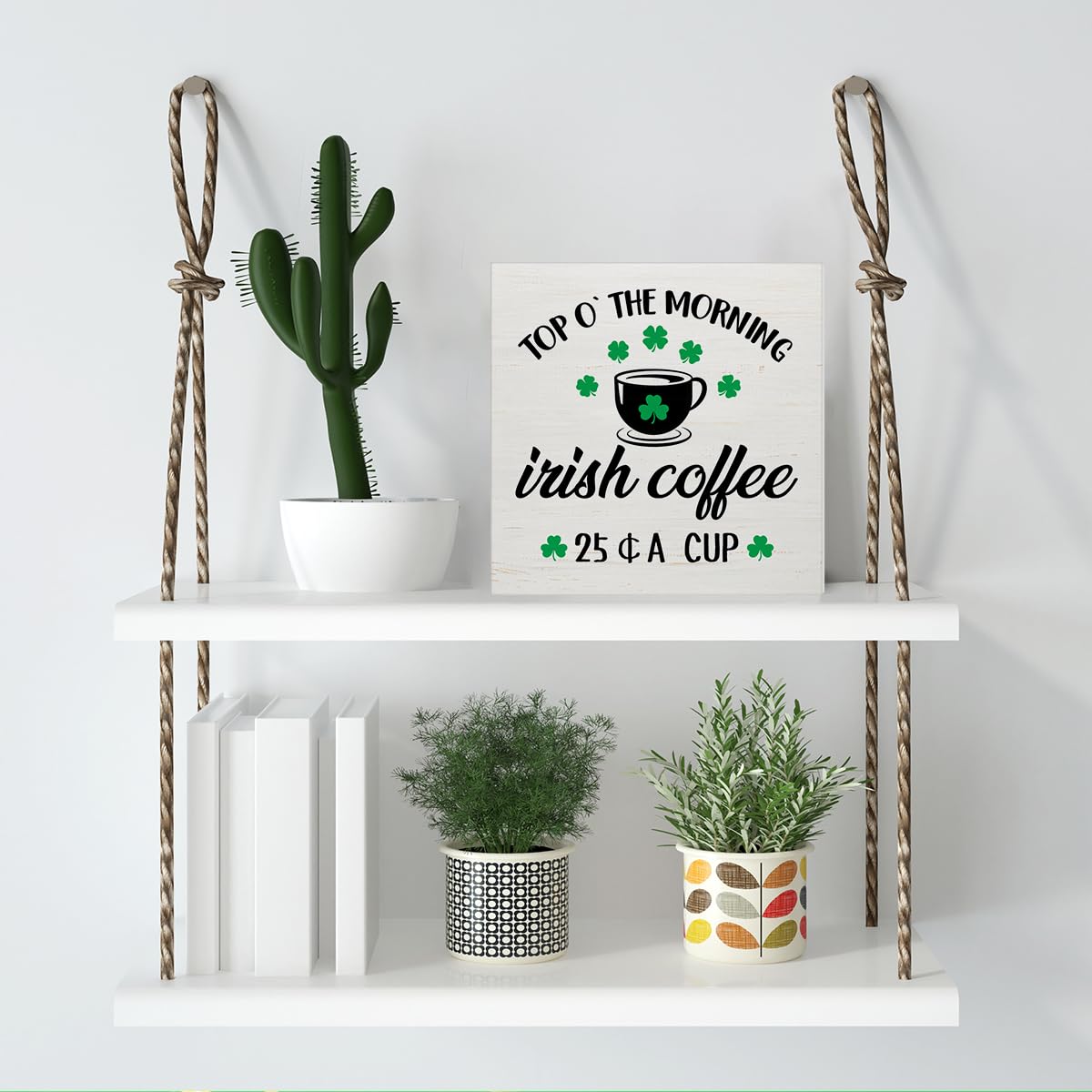 Dumyum St. Patrick's Day Decorative Sign, Wooden, 5 Inches x 5 Inches, Green, Rustic, Tabletop or Wall Mount