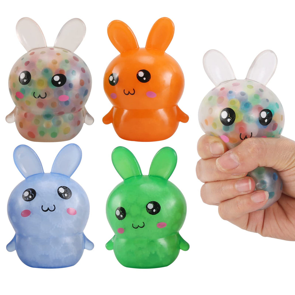 Easter Basket Stuffers,Easter Basket Essentials,4pcs Squishy Easter Bunny Stress Balls for Adults,Easter Stress Relief Fidget Balls,Easter Party Favors Easter Basket Ideas Gifts