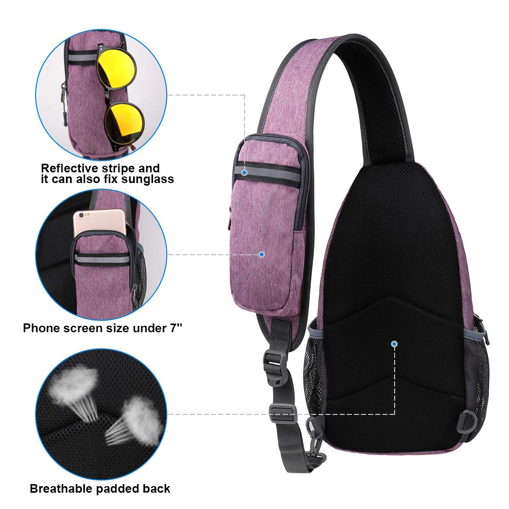 WATERFLY Crossbody Sling Backpack Sling Bag Travel Hiking Chest Bag Daypack (Black)
