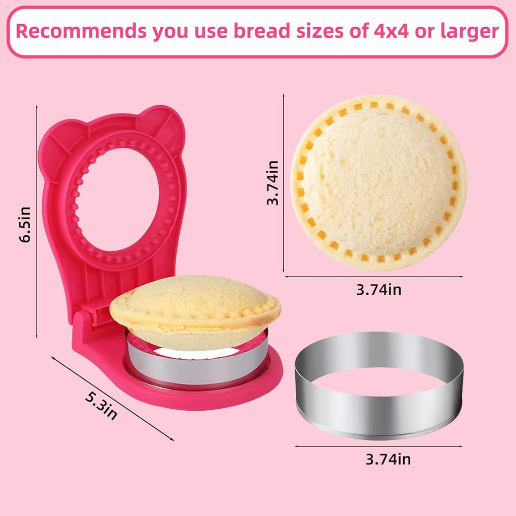 Uncrustable Sandwich Maker, Circle Shape 3.7 Inch Sandwich Cutter and Sealer for Kids Breakfast and Lunchboxes, Green