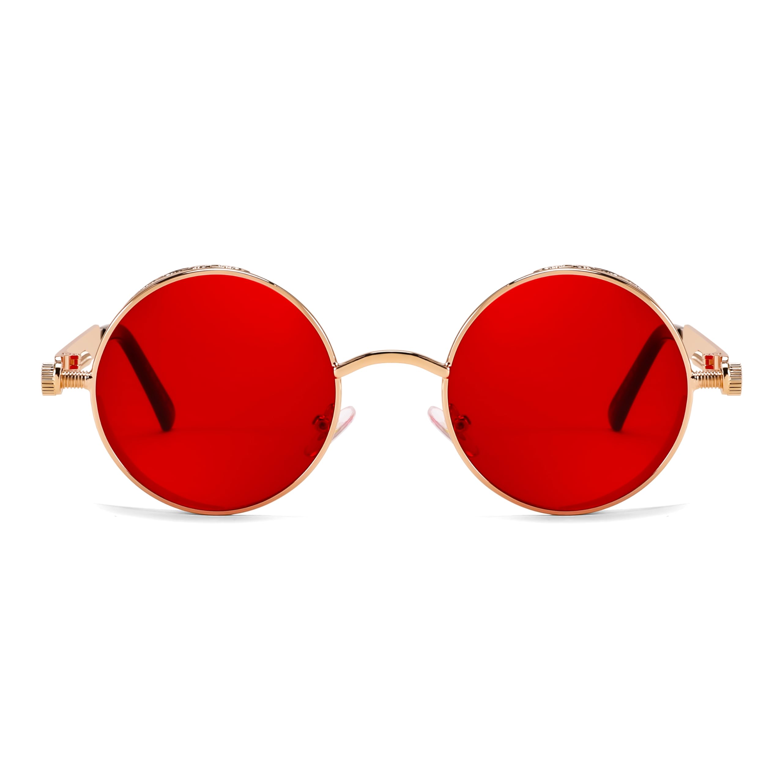 FEISEDY Retro Gothic Steampunk Sunglasses Round Metal Frame Punk Circle Inspired Shade Men B1857