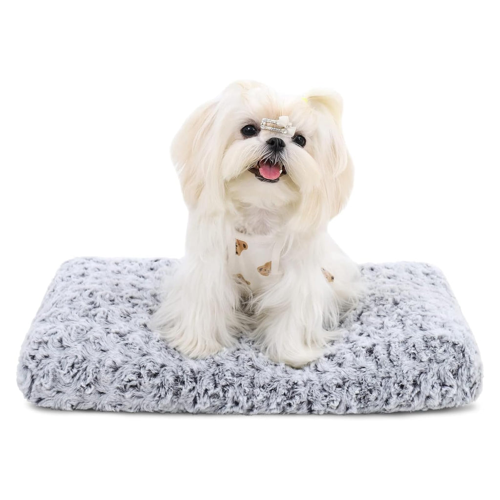 KSIIA Washable Dog Bed Deluxe Plush Dog Crate Beds Comfy Kennel Pad Anti-Slip Pet Sleeping Mat for Large, Jumbo, Medium, Small Dogs Breeds, 35" x 23", Gray