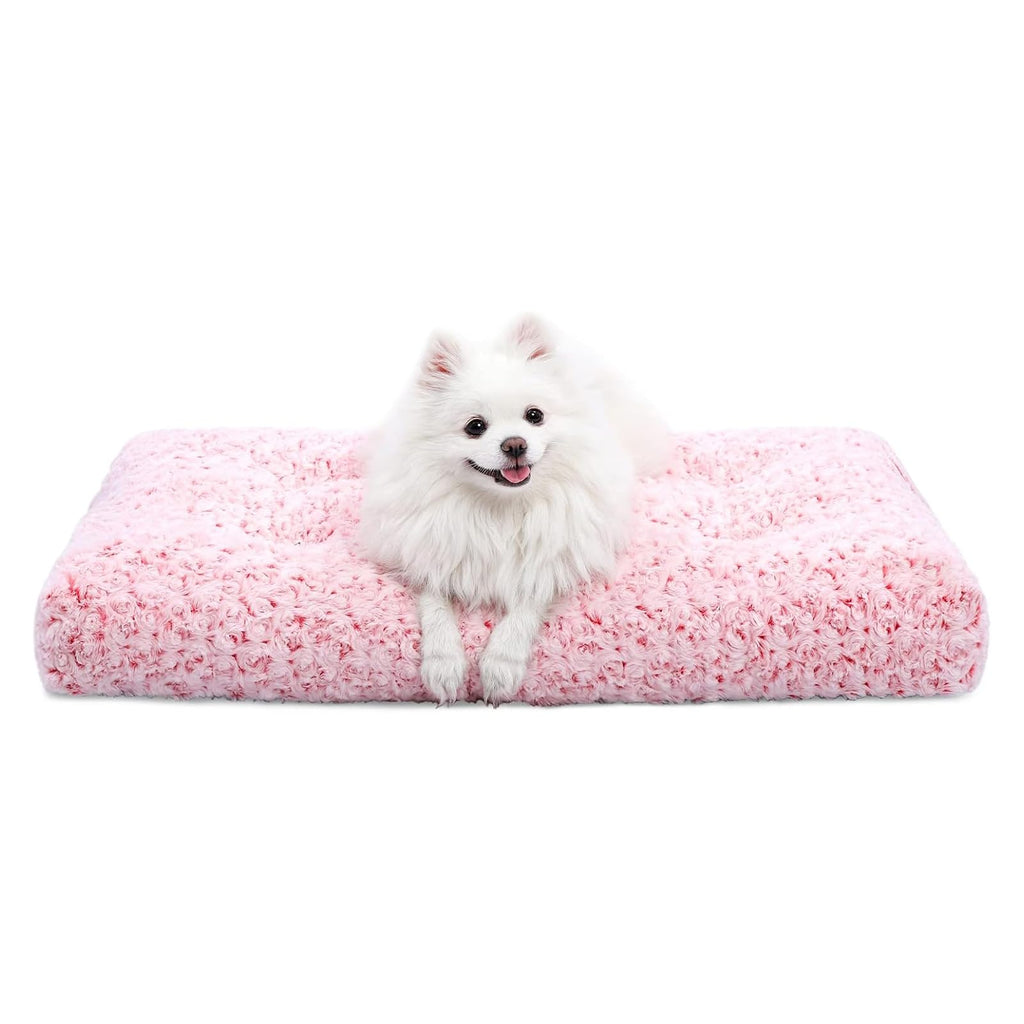 KSIIA Washable Dog Bed Deluxe Plush Dog Crate Beds Comfy Kennel Pad Anti-Slip Pet Sleeping Mat for Large, Jumbo, Medium, Small Dogs Breeds, 35" x 23", Gray