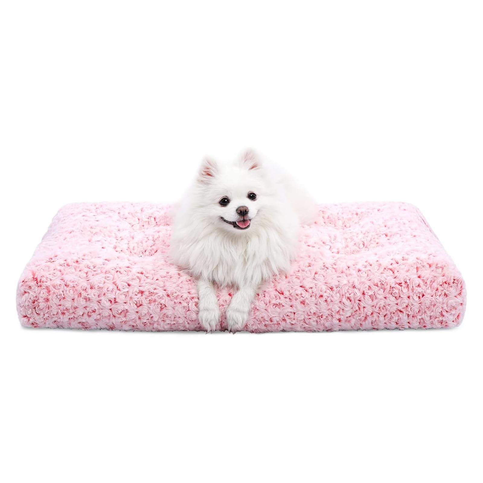 KSIIA Washable Dog Bed Deluxe Plush Dog Crate Beds Comfy Kennel Pad Anti-Slip Pet Sleeping Mat for Large, Jumbo, Medium, Small Dogs Breeds, 35" x 23", Gray