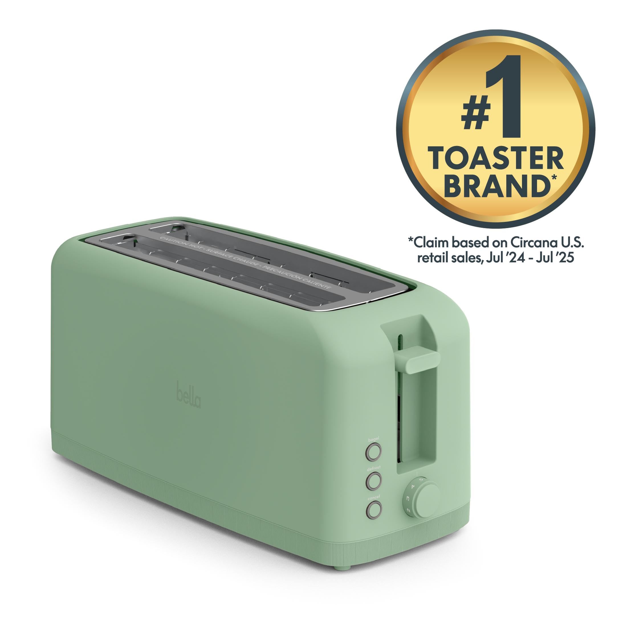 bella 2 Slice Slim Toaster, Fits-anywhere™ Kitchenware, 6 Setting Shade Control with Reheat & Cancel Buttons, Fits Sourdough, 10” Long Slot, Anti Jam & Auto Shutoff, 900 Watt, Surf