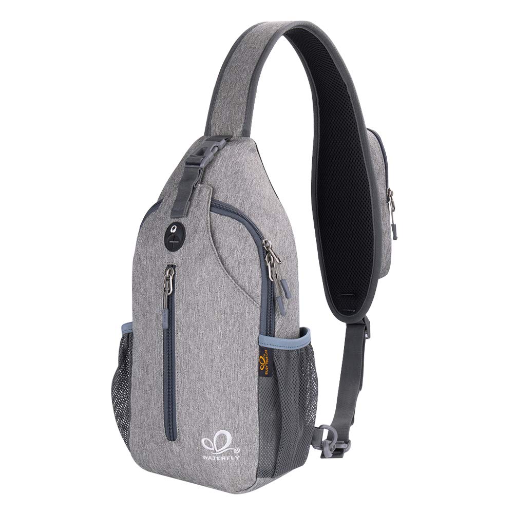 WATERFLY Crossbody Sling Backpack Sling Bag Travel Hiking Chest Bag Daypack (Black)