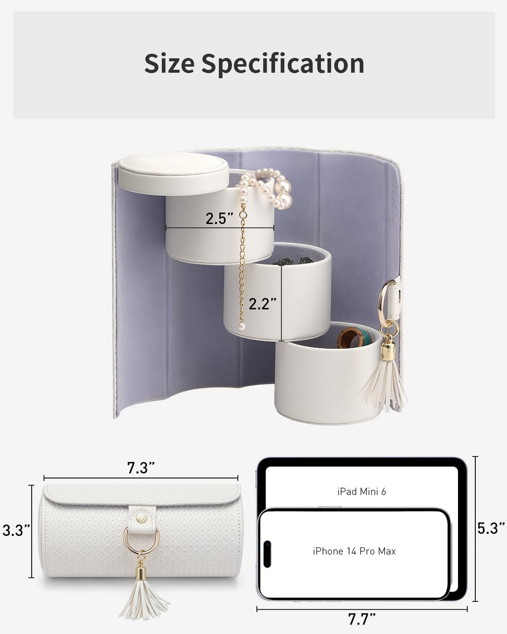 VLANDO Gifts 2026 for Women, Girl - Travel Jewelry Oragnizer, 3-Layer Jewelry Storage Box, Travel Essential Accessories for Women, Birthday Gifts for Couples Mom Friends - Grey