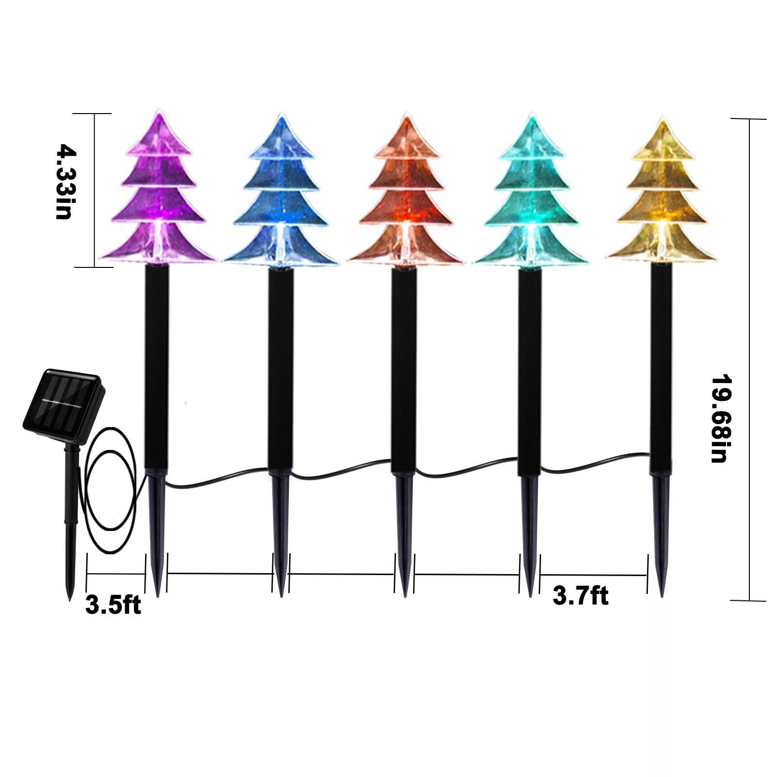 Outdoor Christmas Decorations, Solar Christmas Pathway Lights, Set of 5 Waterproof Landscape LED Lights for Yard Lawn Patio Walkway Decor