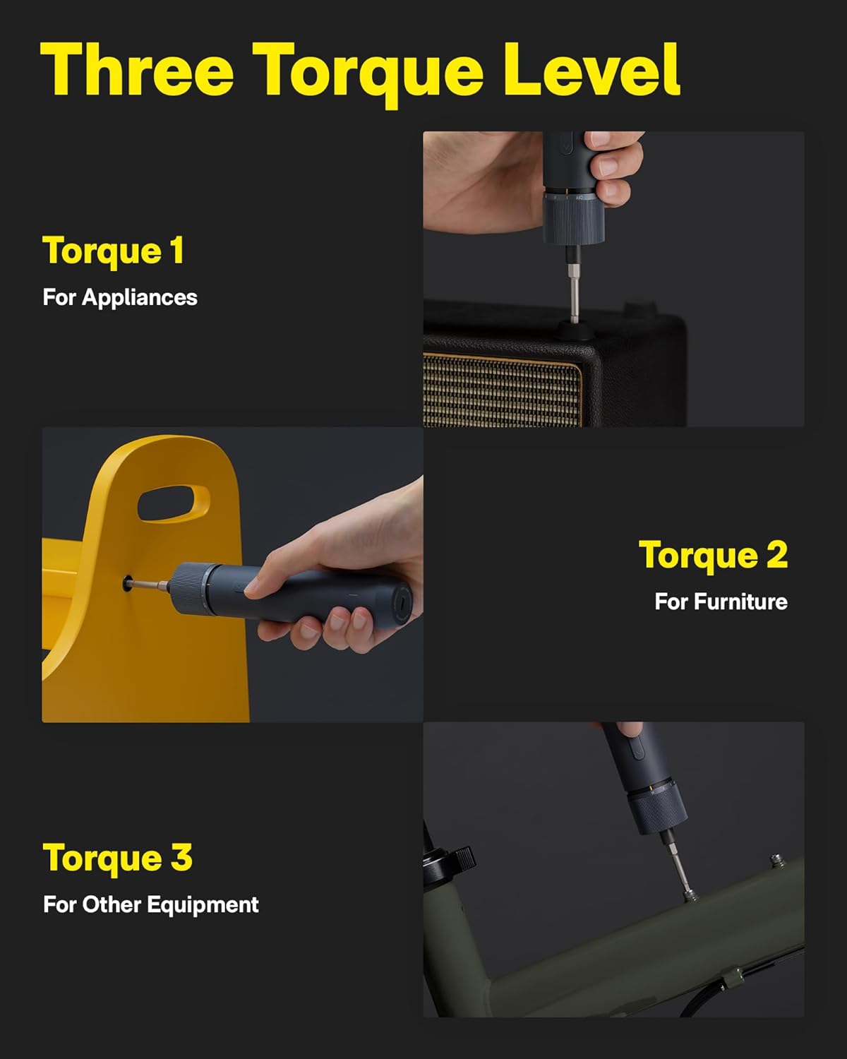 HOTO Electric Screwdriver Rechargeable, 3.6V Cordless Screwdriver Set USB-C, 1/4'' Hex Bits, 3 Torque Settings, 1500mAh Battery, LED Light & 12 S2 Metal Bits for Furniture/Electrical Repairs