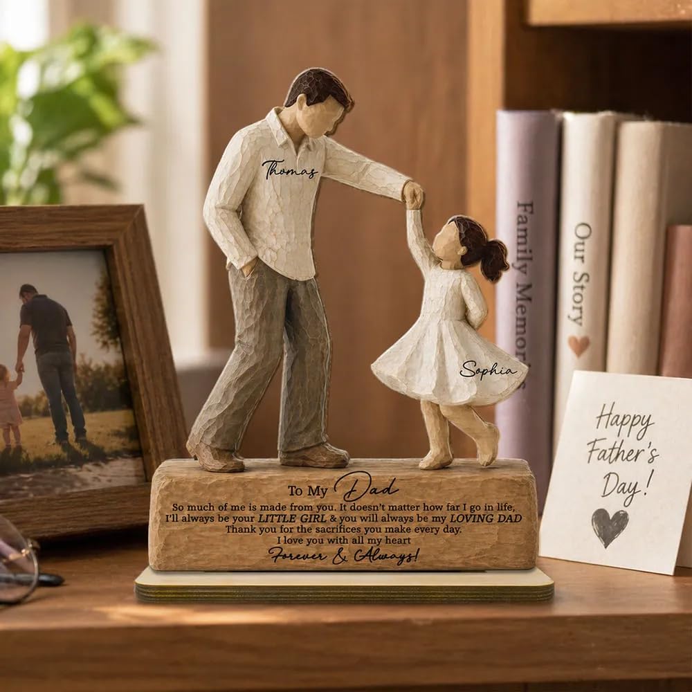 Personalized Fist Bump Dad and Kids Name Wooden Plaque, Custom Fathers Day Plaque for Dad Grandpa, Customized Sign Decorations for Daddy, Grandpa, Heartfelt Father's Day Birthday Gifts for Husband