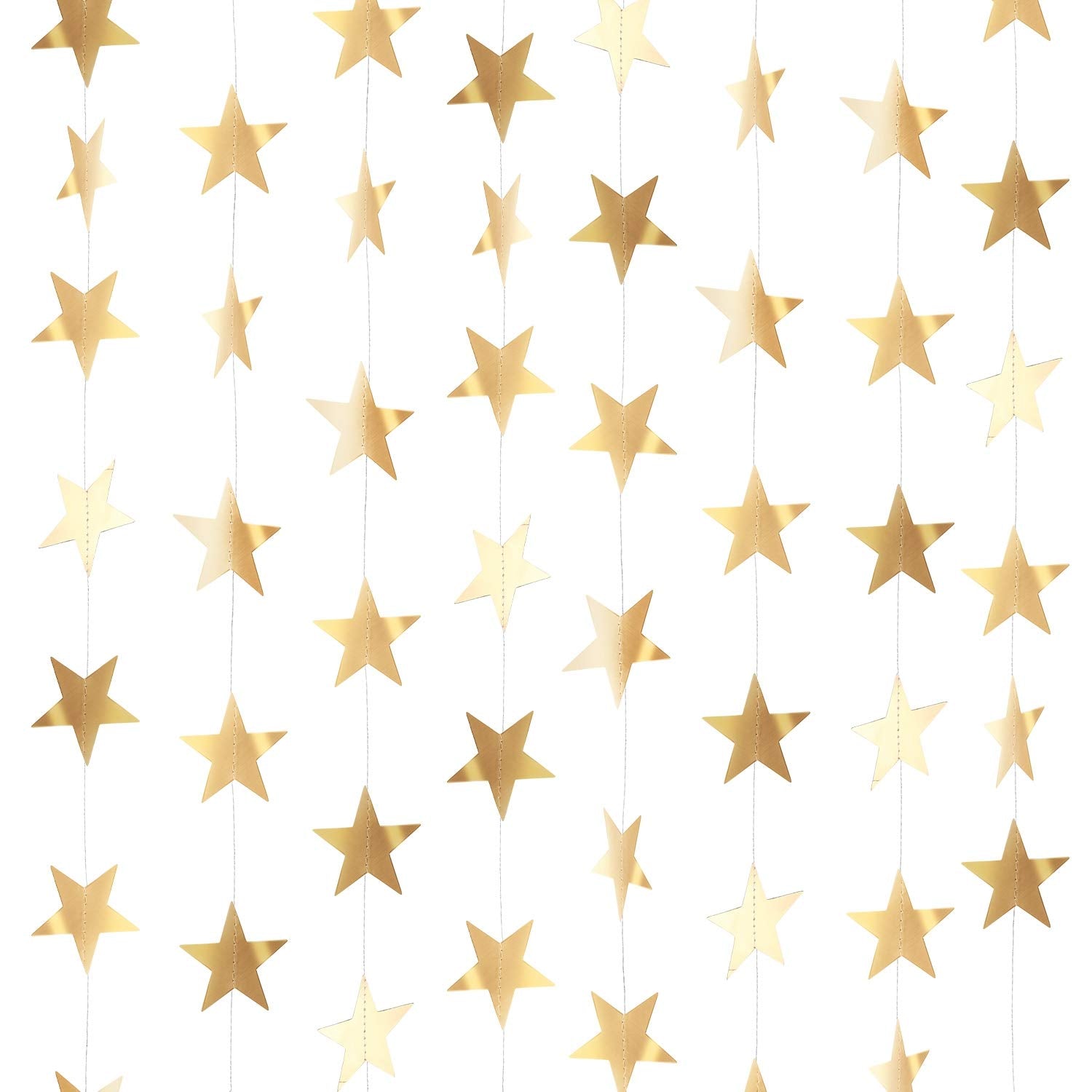Patelai Glitter Star Garland Banner 2026 Graduation Decor 130 Feet Star Hanging Banner Twinkle Backdrop for Party Birthday Classroom Wedding Supplies(Gold)