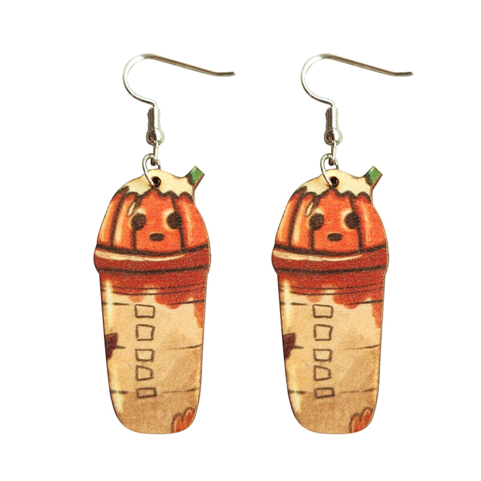Cute Thanksgiving Turkey Pumpkin Maple Leaf Dangle Earrings Colorful Sunflower Wooden Thanksgiving Fall Earrings for Women Jewelry
