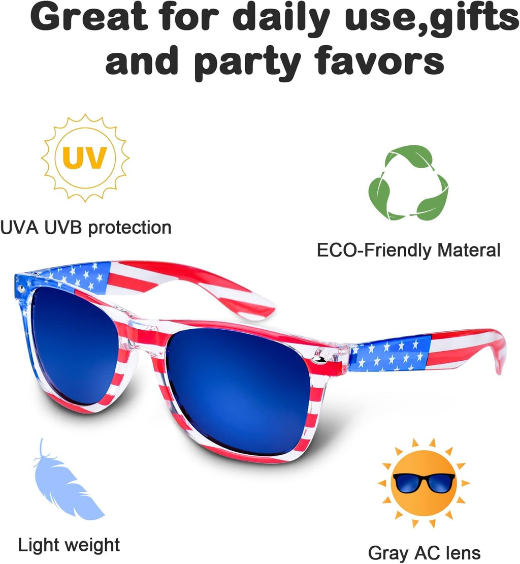 CaseTank 3Pcs American Flag Sunglasses, 4th of July Decor Party Accessories, Independence Day Decorations