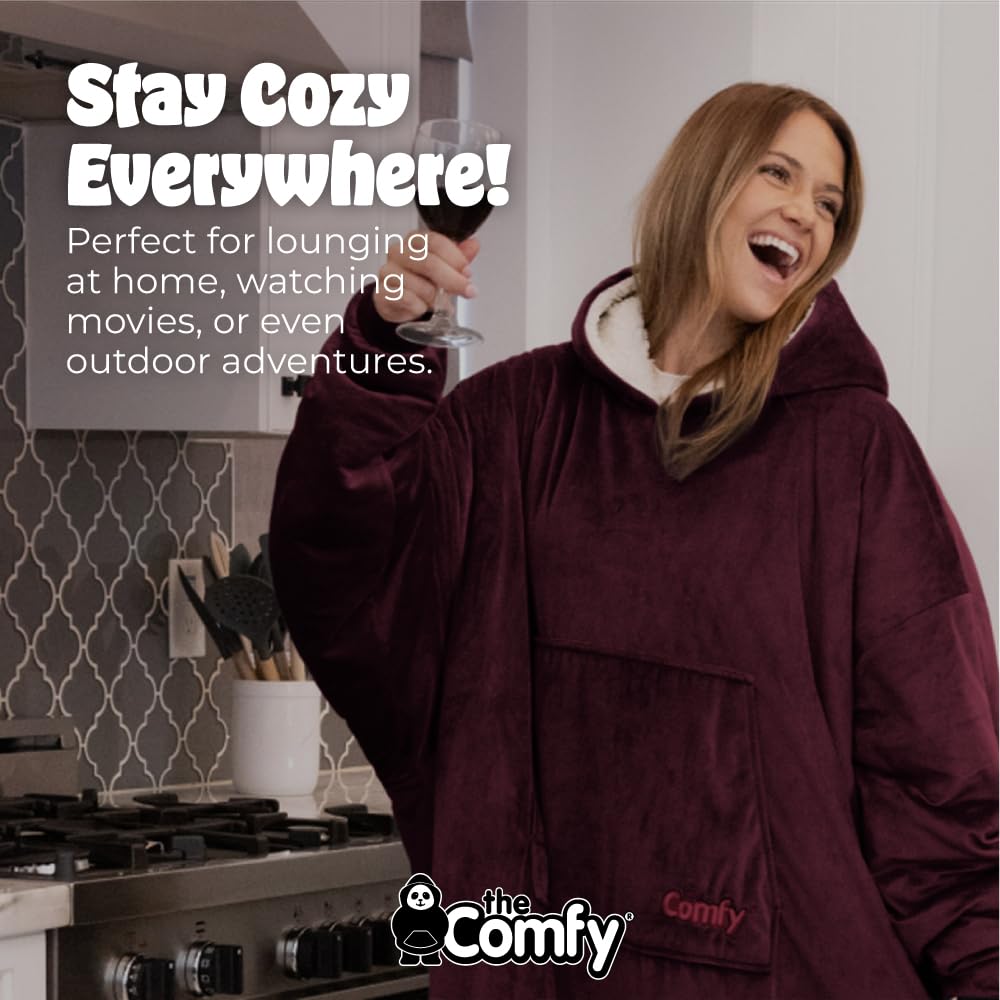 THE COMFY Original | From Shark Tank | Patented | Oversized Sherpa Wearable Blanket Hoodie| Gift for Women & Men | One Size