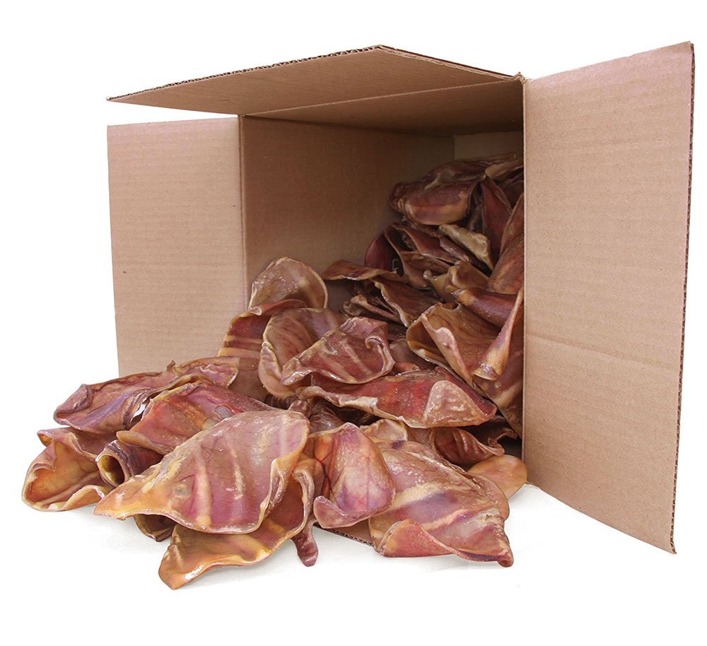 Best Pet Supplies GigaBite Roasted Pig Ears for Dogs - Natural Dog Chews, Roasted Pigs Ears, Safe for Puppies and Aggressive Chewers, Cleans Teeth and Gums - Slivers, 1.8 Pounds
